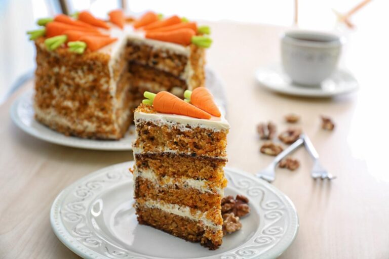 Slice of Carrot Cake on a Plate