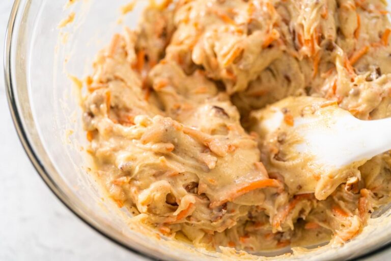 Carrot Cake Batter in a Glass Bowl