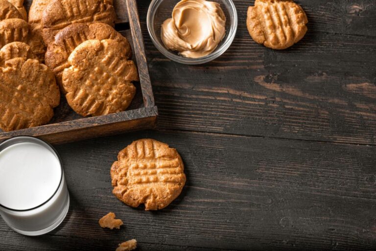 Dry Looking Peanut Butter Cookies on a Wooden Table