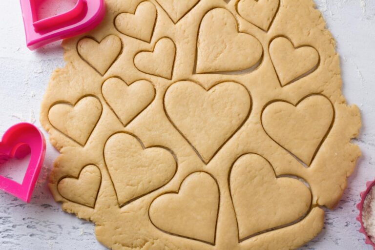 Heart Cutouts in Rolled Sugar Cookie Dough