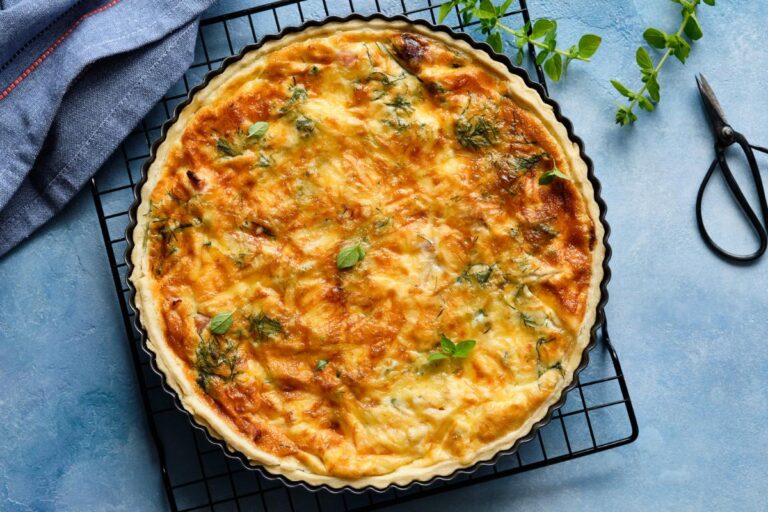 Fresh Baked Quiche on a Cooling Rack