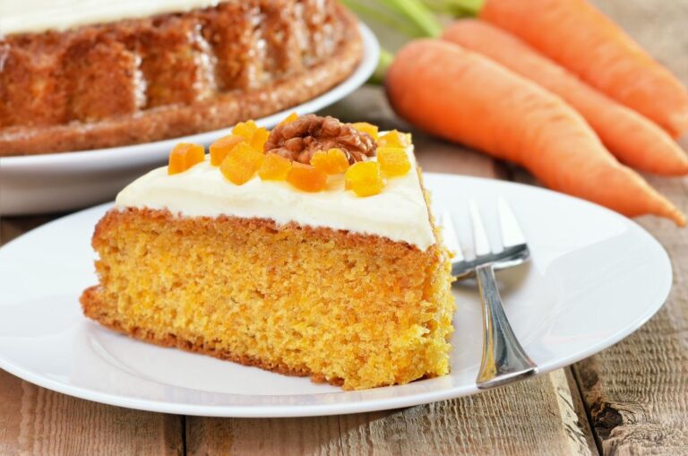Slice of Dry Looking Carrot Cake on a Plate