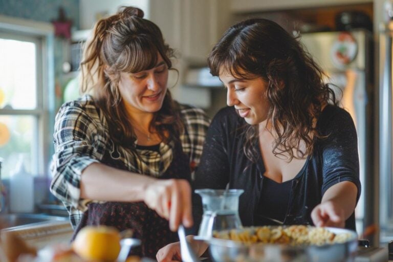 A Woman Teaching Her Friend How to Bake