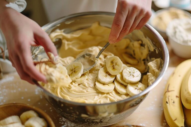 Adding Banana Slices to Cake Batter