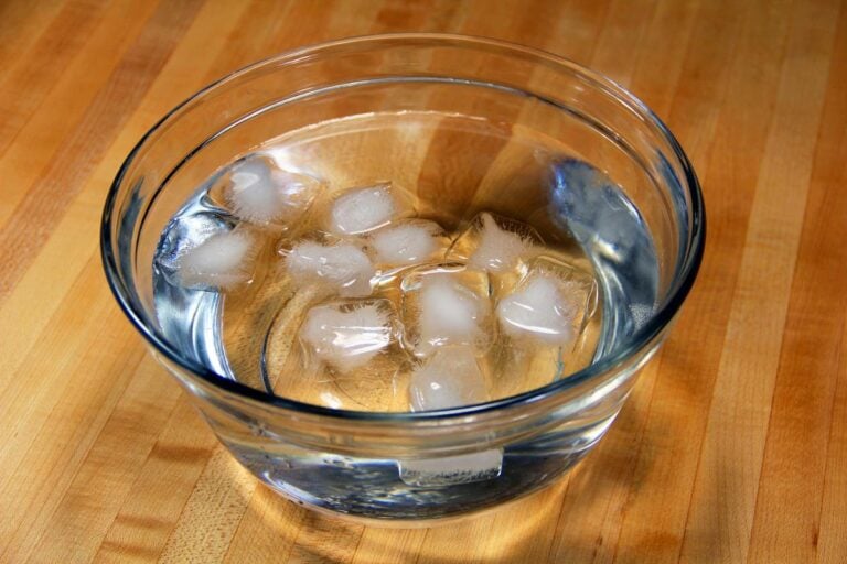 A bowl of ice water