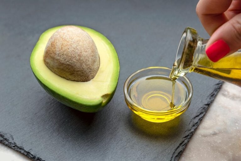 Pouring avocado oil